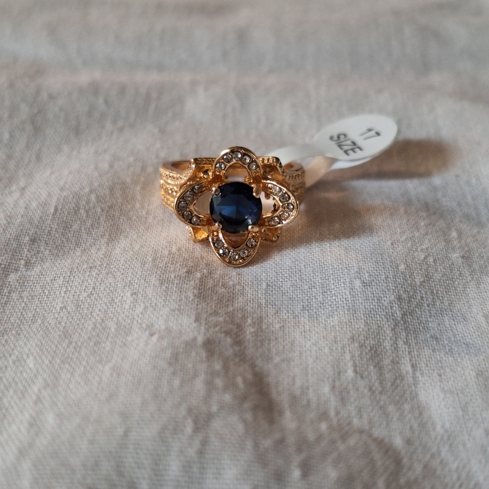 Gold and blue cocktail ring